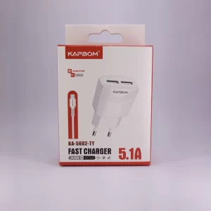 Carregador Typo-C 2USB Kapbom 5.1A